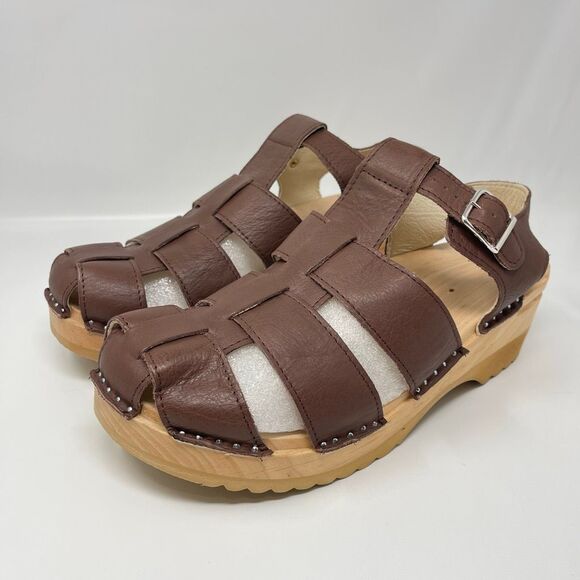 Troentorp Homer Brown Leather Clogs Sandals Men’s Size US 14 EU 47 Excellent main image 4